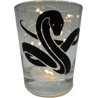 lichtidee Teelicht Glas Windlicht Print Schlange schwarz Handmade Unikat Ostern Muttertaggeschenk, Höhe 8cm,