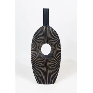 Dekovase geriffelt Moderne Blumenvase braun dunkel Tischvase für Stielblumen und Pampasgras formschön Fensterbank Dekoration (RS001)
