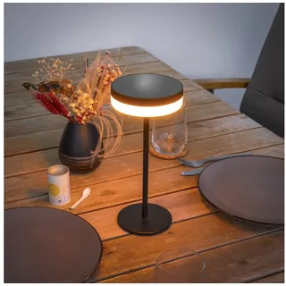 esotec LED Außen-Tischleuchte Solar Sensor Designleuchte Ella H28cm ALU dimmbar 3 Lichtfarben 102923, LED fest integriert schwarz