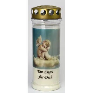 Grablicht, Grabkerze mit Spruch und Motiv, Größe 21x7,5 cm - 3730-7 Tage Brenndauer – Friedhofskerze, Trauerkerze mit Motiv.