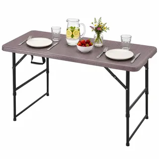 Floordirekt- Gartentisch Klappbar Kunststoff 120x60 cm - Buffettisch mit Tragegriff - Klapptisch für Garten Terrasse und Balkon - Campingtisch 6 Personen (Saga)