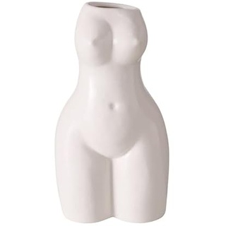 BLOOMINGHOME Vase Körpervase Frauenkörper Porzellan Weiß Höhe 17 cm | Körperform, Frauentorso, Körperkunst-Vase, abstrakte Skulptur, Dekoration