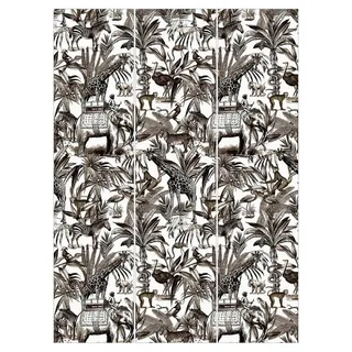 Bilderdepot24 Schiebegardine Flächenvorhang blickdicht Elefante Giraffe Zebra Tiger (3 St), halbtransparent, Wohnzimmer große Flächengardine lichtdurchlässig als Klemm-System grau 180 cm x 250 cm