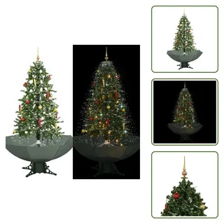 The Living Store Schneiender Weihnachtsbaum Mit Schirmfuß Grün 170 Cm - Schneefall