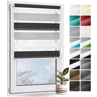 Rollmayer Doppelrollo Klemmfix ohne Bohren Weiß Grau Schwarz B55 x H220cm