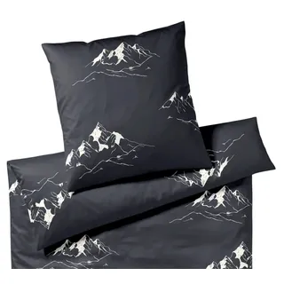 ELEGANTE Mountain Top Mako-Satin Grau 135 x 200 cm + 80 x 80 cm