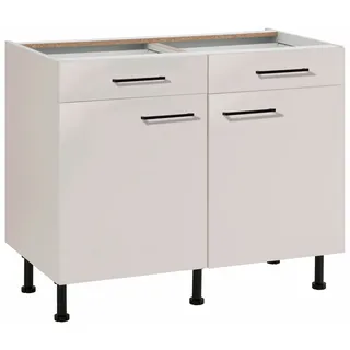 Unterschrank WIHO KÜCHEN "Nisos", beige (front: cashmere, korpus: cashmere), B:100cm H:86,5cm T:58cm, Schränke, Unterschrank, 100 cm breit, Soft-Close in Schubladen, verstellbare Füße, ohne Platte