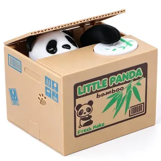 Elektronische Spardose Panda für Kinder, Schwarze Weiße Geldbox 12x10x9 cm