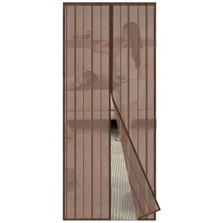 Sekey Magnet Fliegengitter Balkontür ohne Bohren, Türvorhang Fliegenschutz Schiebetür, Insektenschutz Vorhang Tür durch leichte Montage 80x200cm, Braun