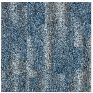 Floordirekt - Teppichfliesen selbstliegend für Büro & Gewerbe - Fliesen Teppiche je 50x50 cm - robuster Teppichboden - Bodenfliesen mit antirutsch Vinyl Rücken (Santo Jeansblau 81, 50x50)