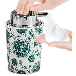 Dekorativer Schaumseifenspender mit Blumenmuster, Vintage-Keramik-Handseifenpumpe, von der Natur inspirierte Badezimmer-Arbeitsplatte (Stil D)