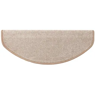 casa pura Stufenmatten innen 1 stück Treppenteppich selbstklebend und antirutsch mit kuschlig weichem Flor - Treppen Teppichstufen gekettelt halbrund Beige - 65 x 23,5 x 1,3 cm (Sundae)