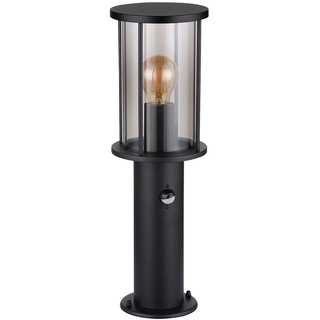 Stehleuchte Wegleuchte Gartenlampe Außenleuchte mit Bewegungsmelder, Edelstahl Glas rauch, E27, H 45 cm