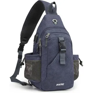 luxuskollektion Canvas Brusttasche Schultertasche Sling Bag Herren Damen Wandern Blau