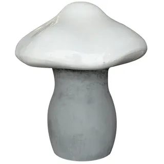 Deko-Pilz Toady in weiß aus robustem Ficonstone, Größe S - U1015-30-45