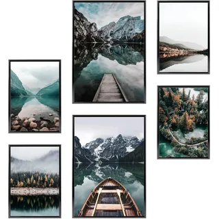 Heimlich – Poster-Set – 2 A3 / 30 x 42 cm + 4 A4 / 21 x 30 cm – Premium-Poster – ungerahmte Drucke – moderner Stil – Waldsee
