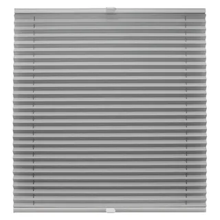 Plissee auf Maß für alle Fenster Montage Glasleiste Blickdicht mit Spannschuh Sonnenschutzrollo Hellgrau Breite: 61-70 cm, Höhe: 40-100 cm