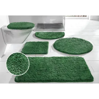 OTTO home Badematte Inga, Badezimmer Teppich, Badvorleger, Höhe 20 mm, rutschhemmend beschichtet, schnell trocknend, strapazierfähig, fußbodenheizungsgeeignet, Polyester, rechteckig, Badteppich, unifarben, weich, als halbrund und rechteckig erhältlich grün rechteckig | 90 cm x 160 cm x 20 mm