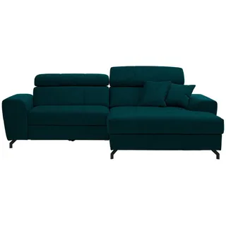 Carryhome Ecksofa, Petrol, Metall, 3-Sitzer, Füllung: Schaumstoff, Ottomane rechts, L-Form, 267x181 cm, Stoffauswahl, Liegefunktion, seitenverkehrt erhältlich, Rücken echt, Wohnzimmer, Sofas & Couches, Wohnlandschaften, Ecksofas