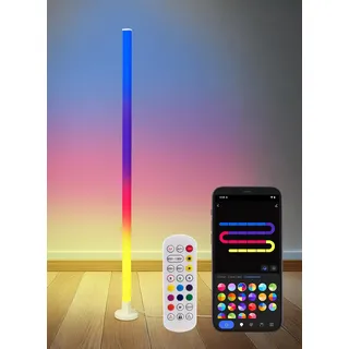 Luminea Home Control Lichtsäule: Smarte WLAN-Standleuchte mit RGB-IC-LEDs, App, 10 W, 150 cm (LED Stehleuchte, Leuchtsäule, Stab)
