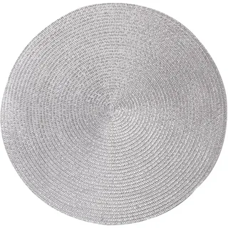Ueiwffzo Runde Platzsets 4er Set Hitzebeständige Geflochtene Platzsets für Küchentisch 38cm Runde Waschbare Hochzeit Tischsets (Silber)