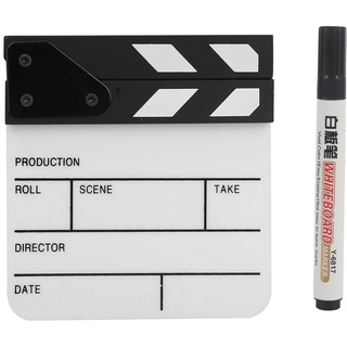Filmklappe hochwertigem 3 mm dickem Acryl Memoboard, Regisseur Szene Filmklappe Film Action Board für Director Film Video Requisiten Familiendekoration TV-Serie(Schwarz Weiß)