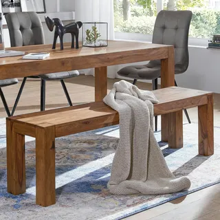FineBuy Sitzbank Sheesham Holzbank Natur-Produkt Küchenbank Esszimmer