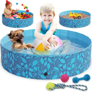 zooprinz Hundepool faltbar 120x30 cm – für Hunde & Kinder | Stabiles und rutschfestes Planschbecken für große und kleine Hunde, Haustiere und Kinder – faltbarer Swimmingpool