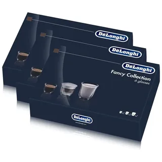 Delonghi Fancy Box 6er Set Thermo Gläser - Espresso, Cappuccino, Latte Macchiato Gläser DLSC302 (3er Pack)