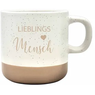 Camolo Tasse Kaffeetasse Steingut Lieblingsmensch, Keramik weiß