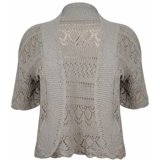 Damen Häkel- / Strick-Bolero, vorne offen, kurzärmelig, bauchfrei, in übergröße erhältlich Gr. 50-52, mokka - 54