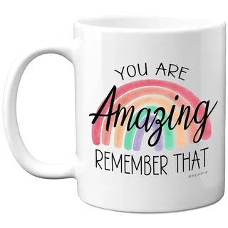 Stuff4 Tasse mit Aufschrift You are Amazing Remember Thom, tolle Geschenke, Mama vom Sohn, Tochter, Dankeschön-Geschenke für Frauen und Männer, Thinking of You, Regenbogen-Tassen, 325 ml, Keramik