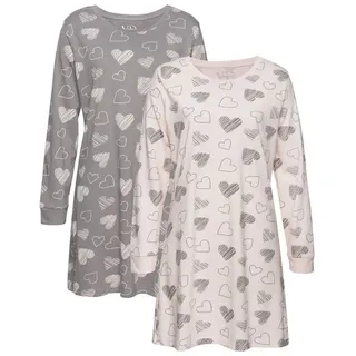 vivance dreams by lascana Nachthemd Herzprint grau/rosa 48/50