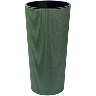 KONZEPT Blumentopf Hoch (57 cm) mit Einsatz – geeignet für Innen- & Außenbereich, wetterfest, UV-beständig, mit Rillenstruktur – Grün, Eco-Kunststoff, ideal für Garten, Balkon, Terrasse & Wohnung