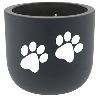 WB wohn trends Duft-Kerze mit Motiv, Zwei Tierpfoten Trauer-Kerze, 6,5x7cm, Größenauswahl, grau-schwarz, Windlicht aus Glas Vanille-Duft