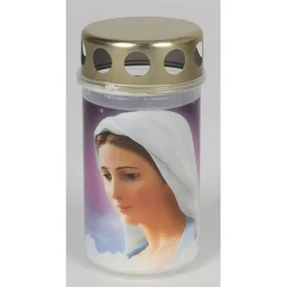 BURI Grabkerze 15x Grablichter Madonna 12cm Kerzen Leuchte Friedhof Schmuck Laternen