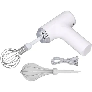 Elektrischer Handmixer Schneebesen, Handgehaltener Elektrischer Schneebesen mit 3 Geschwindigkeiten mit Ladekabel, Kleiner, Leichter Elektrischer Handmixer für Eier, (WHITE)