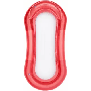 Brandsseller Luftmatratze 160x84 cm Badematratze Wasserhängematte mit Netzeinsatz und abnehmbaren Kopfteil aufblasbar - Rot