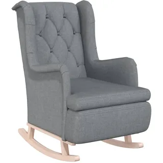 vidaXL Schaukelsessel mit Kautschukholz-Beinen Polyester 64,8 x 100 x 91 cm Grau