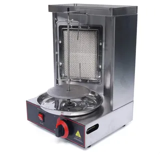 Shawarma-Maschine 360° Drehspieß, 2000W Döner Grill mit stufenloser Temperaturregelung (0‐300°C), Edelstahl, für Döner, Gyros, Hähnchen, Fleisch – Ideal für Zuhause, Restaurant, Imbiss, Camping