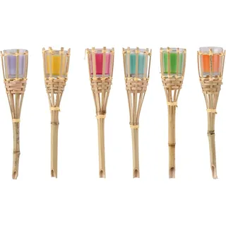 Arti Casa Citronella-Kerze Gartenfackel - Set aus 6 Stück - Brenndauer bis zu 8 Stunden gegen Mücken - Für den Außenbereich geeignet - Aus Wachs - Höhe 31 cm - Durchmesser 6,9 cm - Farbe Braun