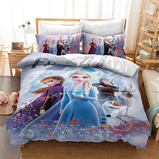 DDONVG Kinder Bettwäsche Set Cartoon Frozen Bettwäsche,Mädchen Eiskönigin ELSA Und Anna Bettbezug Microfaser Betten Set Mit 2 Kissenbezug (3,135 * 200)