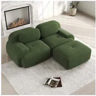 Odikalo 2-Sitzer Ecksofa modular kombinierbar, 82'' Ecksofa aus weichem Cordstoff, modular kombinierbar mit gebogenen Armlehnen, ohne Montage, hochelastische Schaumstoffpolsterung für Wohnzimmer, Ruhezonen und Schlafzimmer, Mehrfarbig grün