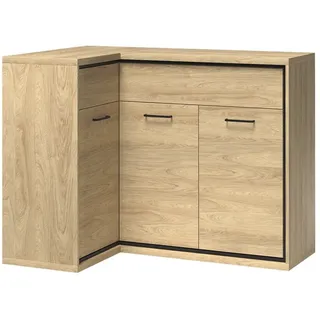 Lomadox Eckkommode Sideboard Eckschrank Kommode Wohnzimmerschrank Anrichte Aufbewahrunsschrank rechts in braun in Eiche