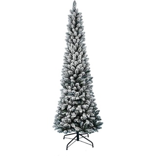 Weihnachtsbaum schmal, schneebedeckte Kiefer, 210 cm, superfult, realistisch, Öffnung Regenschirm Durchmesser 76 cm (schneebedeckt)