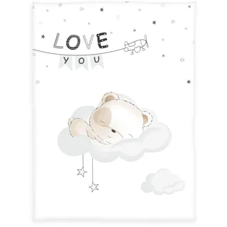 Herding Klaus Hering 1440226014 - babybest® Microfaserflausch-Decke, Sleeping little bear, 75x100 cm