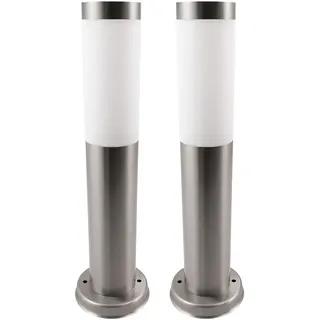 ETC Shop Sockelleuchte Edelstahl 7,6x45 cm 2er Set silber