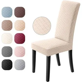 Famanu Stuhlhussen Moderne Kissenbezüge - Waschbare Stuhlprotectoren (6 Stück, Beige) - Beige