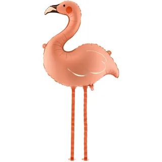 PartyDeco Folienballon "Walking Flamingo" mit Beinen 65,6 × 66,4 cm | Stehender Flamingo-Ballon für tropische Strand- und Pool-Party-Dekorationen, Sommerstimmung, rosa Dekor