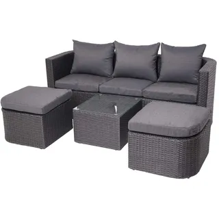 Mendler 3in1-Garnitur HWC-J37 Lounge-Set anthrazit
